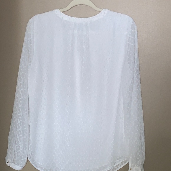 Talbots Classic White Textured Blouse - Picture 3 of 5